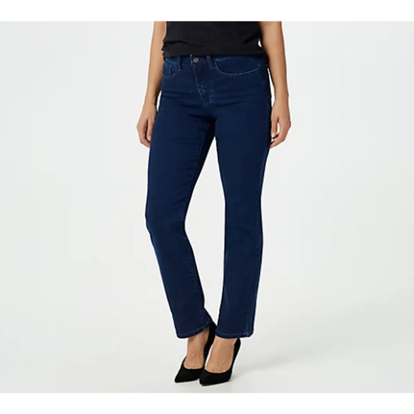 WOMEN WITH CONTROL NEW $60 My Wonder Denim Straight Leg Jean Dark Wash Size‎ 2P - Picture 1 of 4